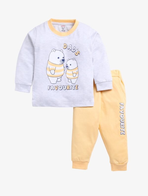 Funny Bear 100% Pure Cotton Full Sleeves Baby Boy Clothes Set Bear & Text Print