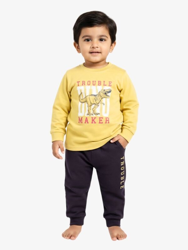 Funny Bear 100% Pure Cotton Long Sleeves Baby Boy Clothing Sets Dinosaur & Text Print