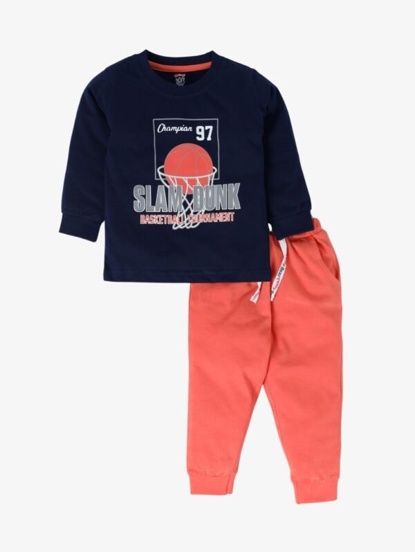 Funny Bear 100% Pure Cotton Full Sleeves Baby Girl Clothing Sets With Basketball & Text Print