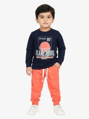 Funny Bear 28/24 100% Pure Cotton Full Sleeves Baby Boy Clothing Sets With Basketball & Text Print