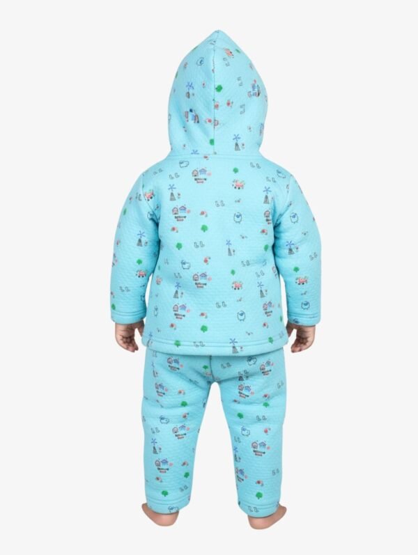 Funny Bear Polyfill Full Sleeves Hooded Baby Boy Winter Dress All Over Printed