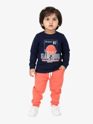 Funny Bear 100% Pure Cotton Full Sleeves Baby Girl Clothing Sets With Basketball & Text Print
