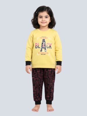 Funny Bear 100% Pure Cotton Printed Long Sleeves Baby Girl T shirt Pant Set