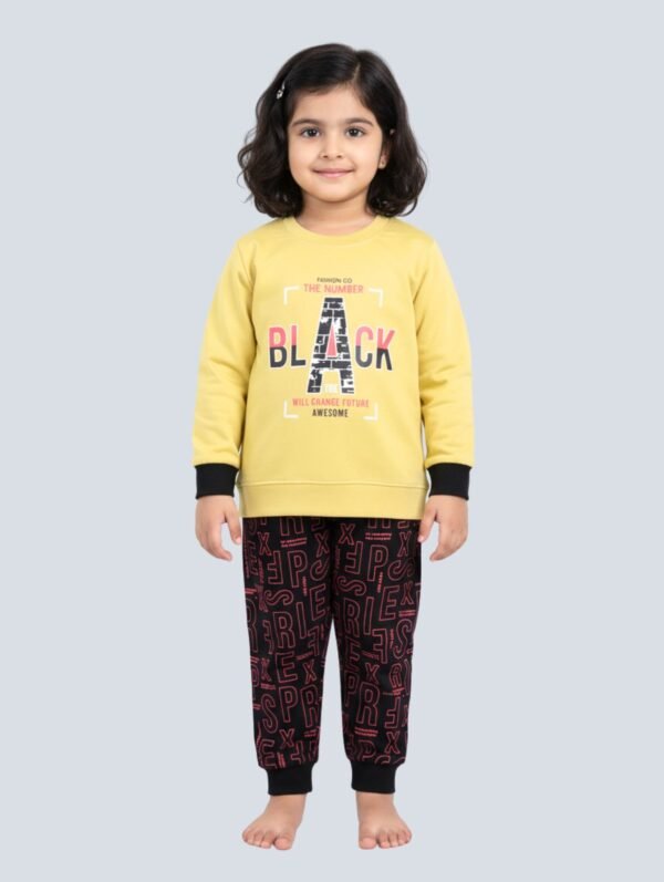 Funny Bear 100% Pure Cotton Printed Long Sleeves Baby Girl T shirt Pant Set