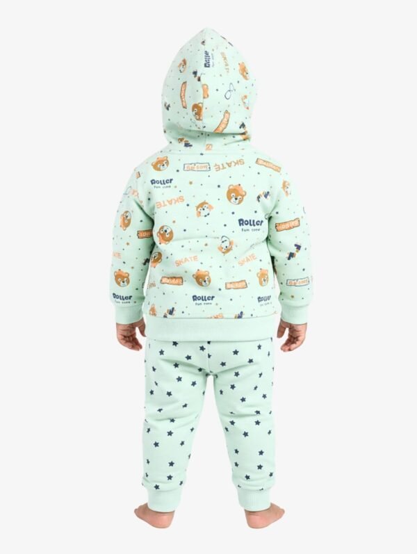 Funny Bear 100% Pure Cotton Full Sleeves Baby Girl Winter Clothes With Hood Set All Over Print