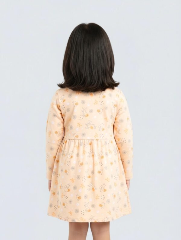 Funny Bear 100% Pure Cotton Full Sleeves Knee Length Baby Girl Frock Flower Print