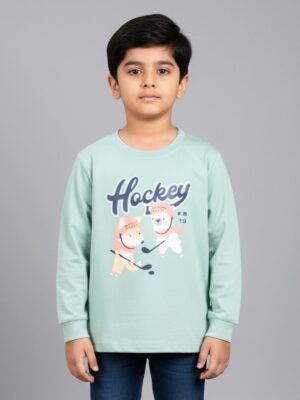 Funny Bear 100% Pure Cotton Full Sleeves Printed Baby Boy T shirt