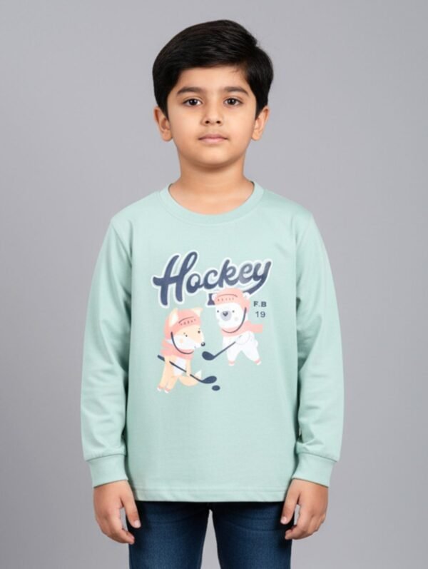 Funny Bear 100% Pure Cotton Full Sleeves Printed Baby Boy T shirt