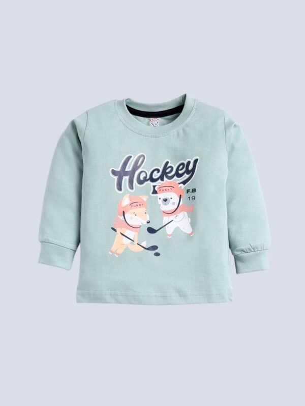 Funny Bear 100% Pure Cotton Full Sleeves Printed Baby Boy T shirt