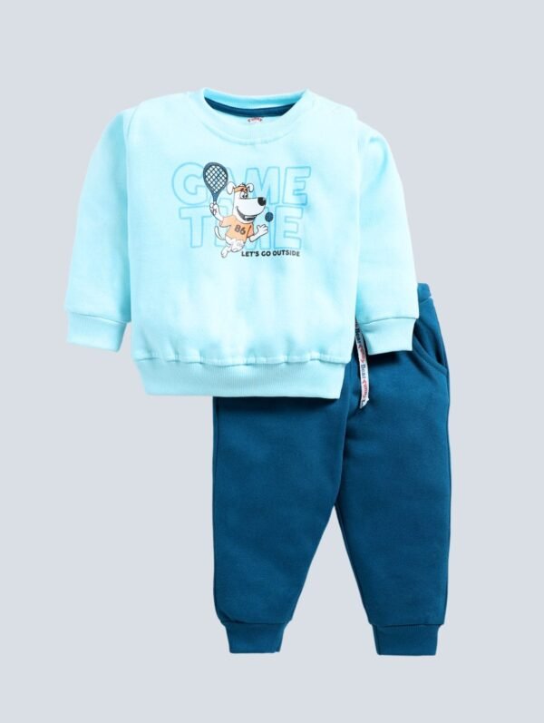 Funny Bear 100% Pure Cotton Full Sleeve Baby Girl Sweatshirt and Sweatpants Set Printed