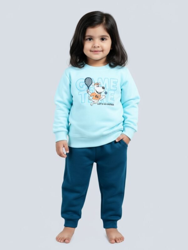 Funny Bear 100% Pure Cotton Full Sleeve Baby Girl Sweatshirt and Sweatpants Set Printed