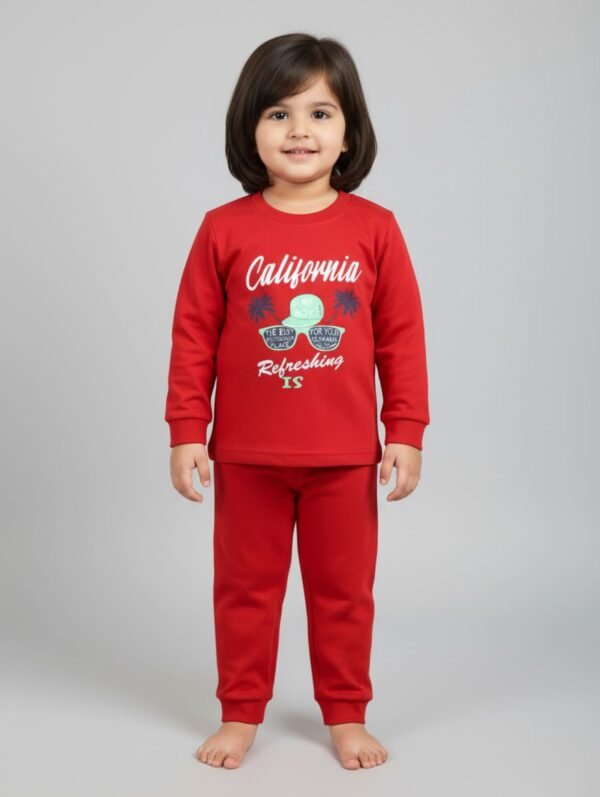 Funny Bear 100% Pure Cotton Interlock Full Sleeve Baby Girl Clothes Set Printed