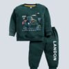 Funny Bear 100% Pure Cotton Fleece Full Sleeve Baby Boy Sweatshirt and Sweatpants Set Printed