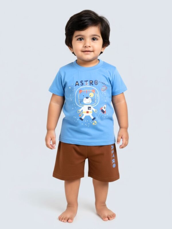 Funny Bear 100% Pure Cotton Half Sleeves Summer Baby Boy Clothing Sets Printed