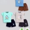 Funny Bear 100% Pure Cotton Half Sleeves Summer Baby Boy Clothing Sets Printed