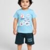 Funny Bear 100% Pure Cotton Half Sleeves Summer Baby Boy Clothing Sets Printed