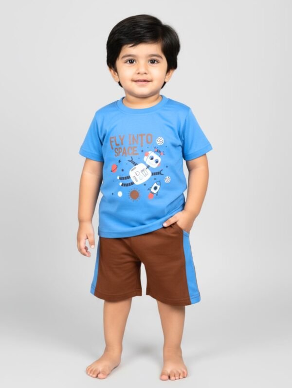 Funny Bear 100% Pure Cotton Half Sleeves Cute Baby Boy Clothes Set Printed