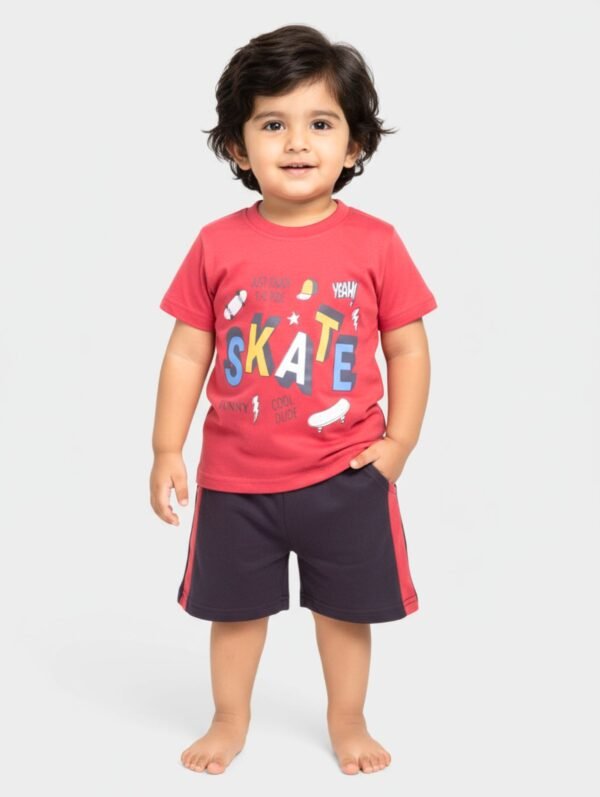 Funny Bear 100% Pure Cotton Half Sleeves Cute Baby Boy Clothes Set Printed