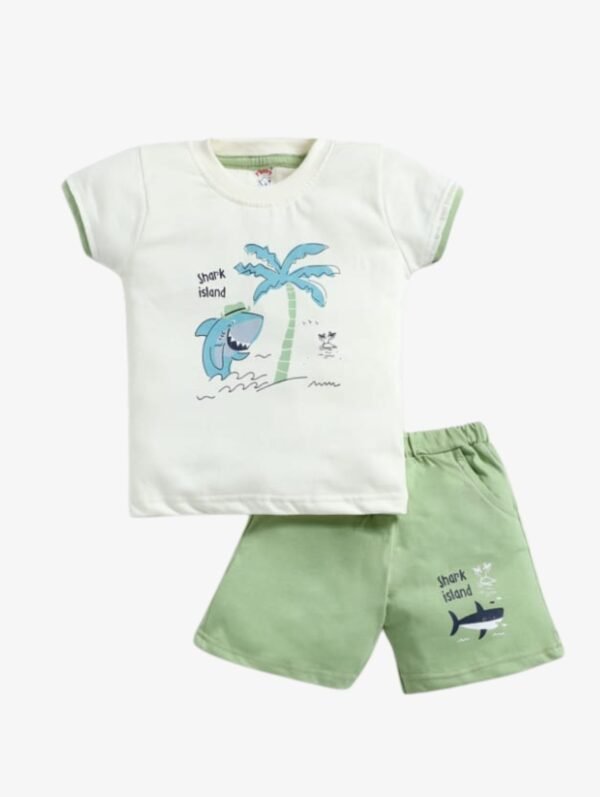 Funny Bear 100% Pure Cotton Half Sleeves Kids Boys Half Pant and T-shirt Set Printed