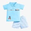Funny Bear 100% Pure Cotton Half Sleeves Boys Half Pant and Collar T shirt Set Printed