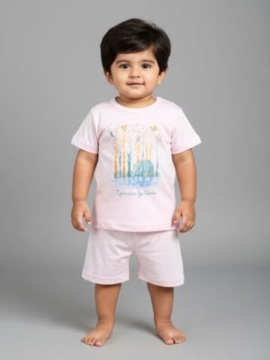 Funny Bear 100% Pure Cotton Half Sleeves Boys T shirt and Shorts Printed