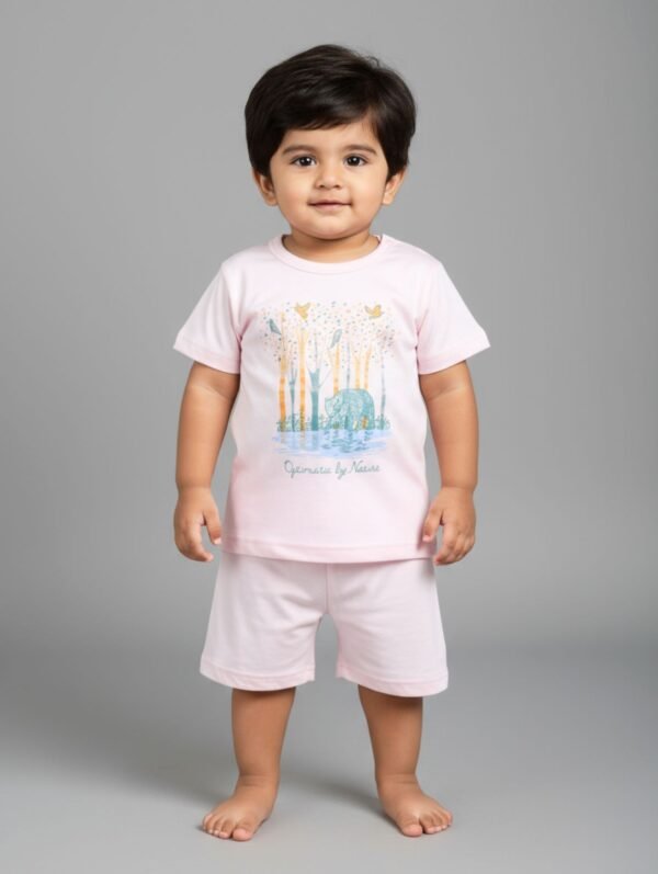 Funny Bear 100% Pure Cotton Half Sleeves Boys T shirt and Shorts Printed