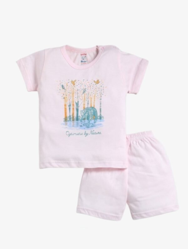 Funny Bear 100% Pure Cotton Half Sleeves Boys T shirt and Shorts Printed