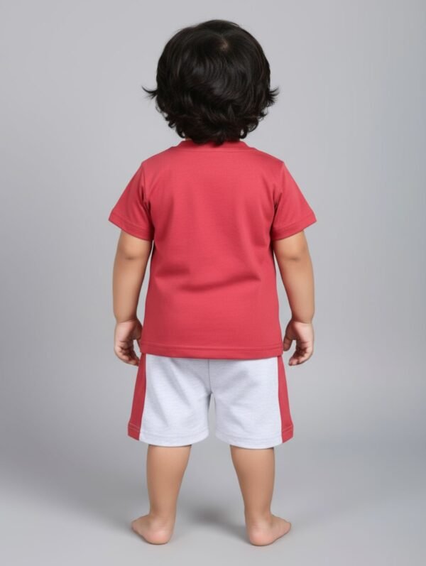 Funny Bear 100% Pure Cotton Half Sleeves Boys Shorts and Tee Shirts Set Printed