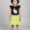 Funny Bear 100% Pure Cotton Short Sleeves Top and Skirt Set for Baby Girl Printed