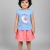 Funny Bear 100% Pure Cotton Short Sleeves Top and Skirt Set for Baby Girl Printed