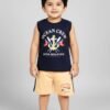 Funny Bear 100% Pure Cotton Sleeveless Baby Boys T-shirt & Shorts Set Printed
