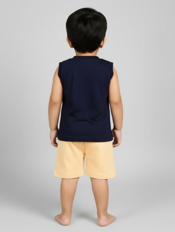 Funny Bear 100% Pure Cotton Sleeveless Baby Boys T-shirt & Shorts Set Printed