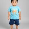 Funny Bear 100% Pure Cotton Half Sleeves Boys Shorts and Tee Shirts Set Printed