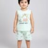 Funny Bear 100% Pure Cotton Sleeveless Boys Shorts and T-Shirts Set Printed