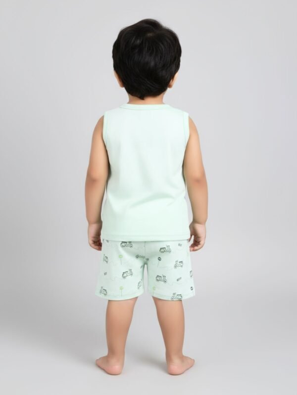 Funny Bear 100% Pure Cotton Sleeveless Boys Shorts and T-Shirts Set Printed