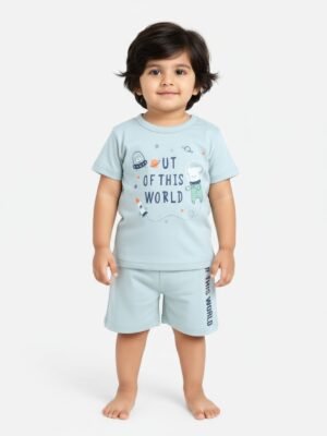 Funny Bear 100% Pure Cotton Half Sleeves Baby Boys T shirt Shorts Set Printed