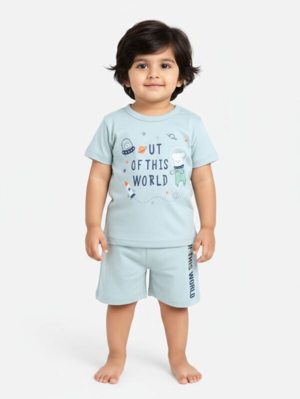 Funny Bear 100% Pure Cotton Half Sleeves Baby Boys T shirt Shorts Set Printed