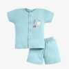 Funny Bear 100% Pure Cotton Half Sleeves Front Open Baby Boy Top & Bottom Set Printed