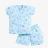 Funny Bear 100% Pure Cotton Half Sleeves Front Open Baby Boy Top & Bottom Set Printed