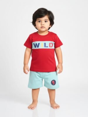 Funny Bear 100% Pure Cotton Half Sleeves Baby Boy T shirt Shorts Set Printed