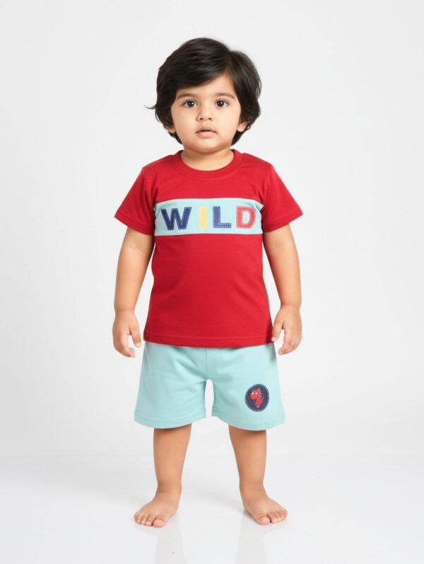 Funny Bear 100% Pure Cotton Half Sleeves Baby Boy T shirt Shorts Set Printed