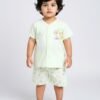 Funny Bear 100% Pure Cotton Half Sleeves Front Open Baby Boy Top & Bottom Set Printed