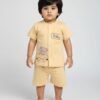 Funny Bear 100% Pure Cotton Half Sleeves Front Open Baby Boy T shirt Shorts Set Printed