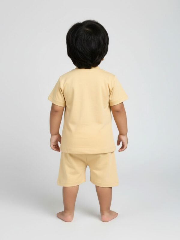 Funny Bear 100% Pure Cotton Half Sleeves Front Open Baby Boy T shirt Shorts Set Printed