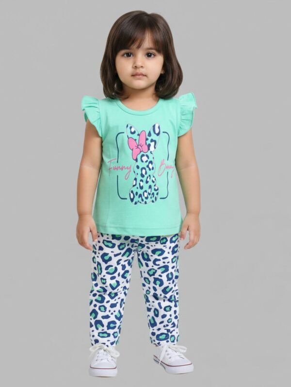 Funny Bear 100% Pure Cotton Baby Girl Tops and Leggings Printed