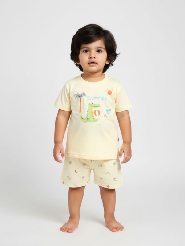 Funny Bear 100% Pure Cotton Half Sleeves Baby Boy T shirt Shorts Set Printed