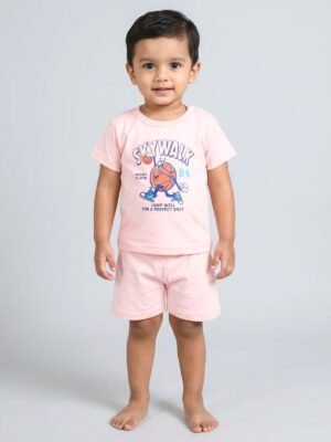 Funny Bear 100% Pure Cotton Half Sleeves Baby Boy T shirt Shorts Set Printed