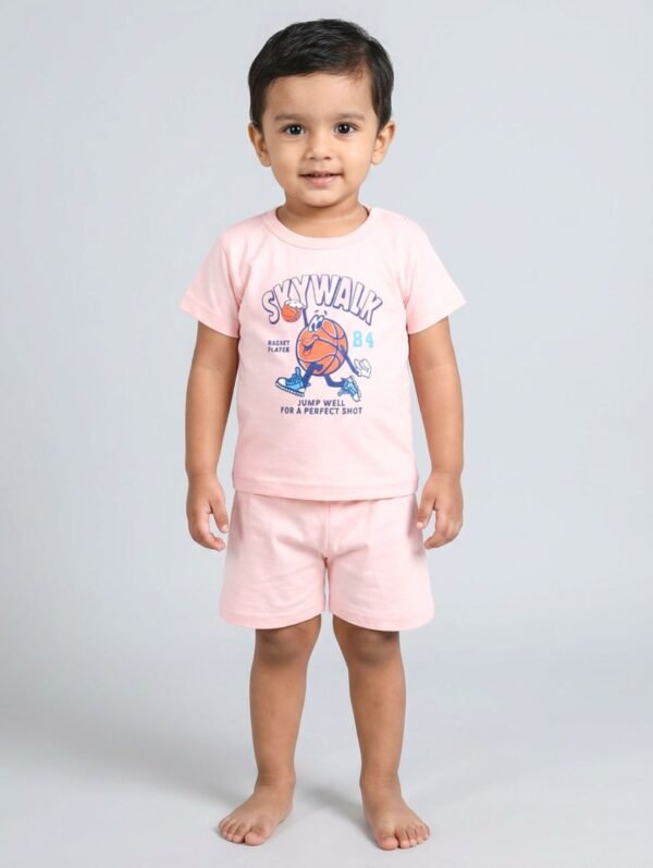 Funny Bear 100% Pure Cotton Half Sleeves Baby Boy T shirt Shorts Set Printed