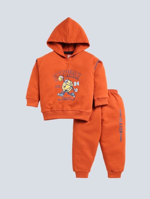 Funny Bear 100% Pure Cotton Loop-Knit Baby Boy Winter Clothes With Hood Set